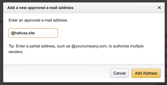 Amazon Add a new approved e-mail address popup